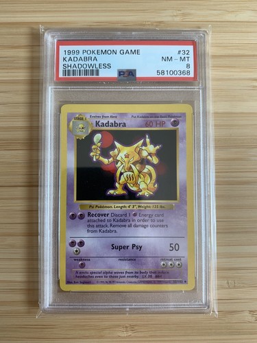 Kadabra (Shadowless) graded PSA 8 for sale on eBay