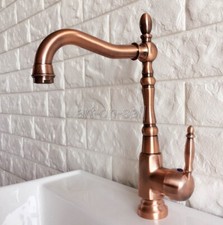 Antique Red Copper Kitchen Bathroom Sink Faucet Basin Swivel Spout Taps