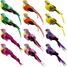 12pcs Assorted Artificial Birds Clip on Ornaments 6-inch Simulated Foam Feath...