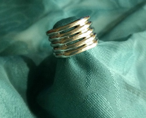 Vintage Woven 5 Ringed Sterling Silver Ring. Size 5.5. HDIAIN 925 AA. 10.5 grams - Picture 7 of 12