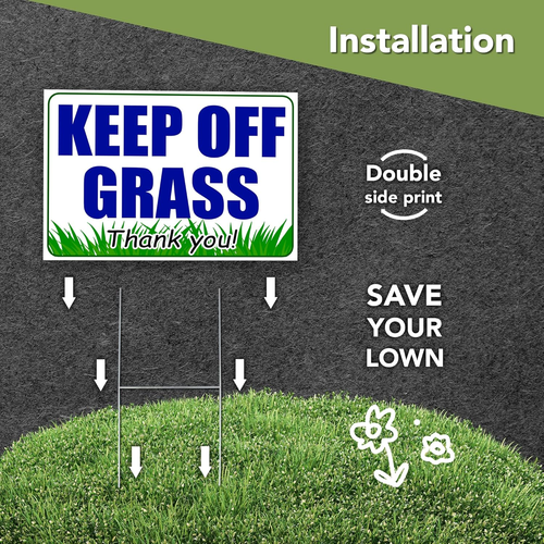 3 PC Keep off Grass Sign with Stake - 8 X 12 Double Sided Coroplast Do Not Walk - Picture 5 of 12