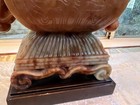 Rare Handcarved Chinese Ceremonial Urn Alabaster Lamp with Silk Shade Volterra — photo 4
