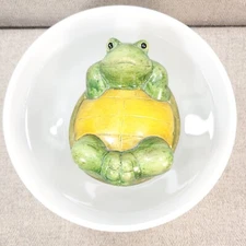 Ceramic Floating Green Frog Statue for Pond Pool Birdbath Garden Outdoor Decor