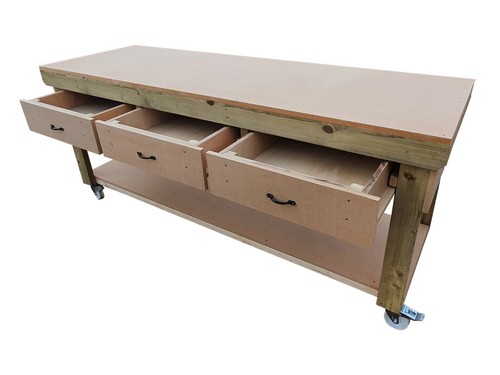 Wooden MDF Top Workbench With Drawers Industrial Heavy-Duty Garage Storage Table - Picture 7 of 18