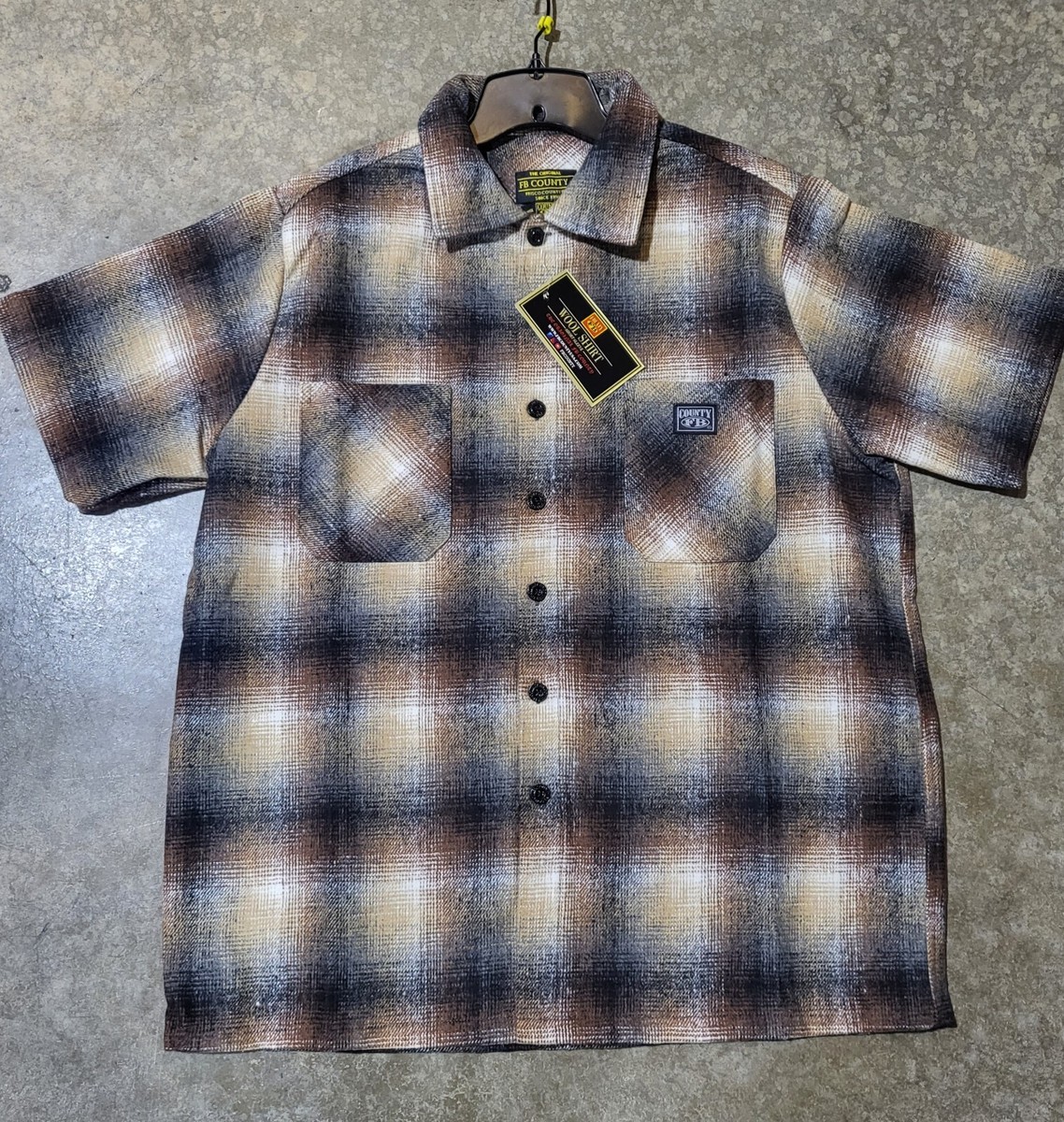 FB County Short Sleeve Wool Shirt Polo Brown tan Black New | eBay