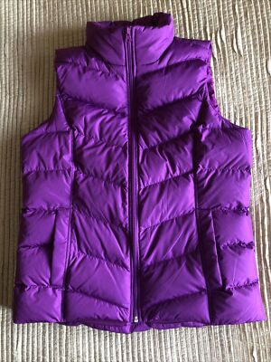LANDS END 600 Hyper Dry purple 600 Down insulation zip puffer vest coat M  Tall