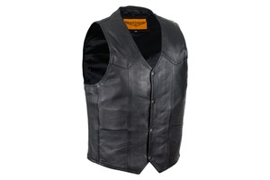 plain black leather vest