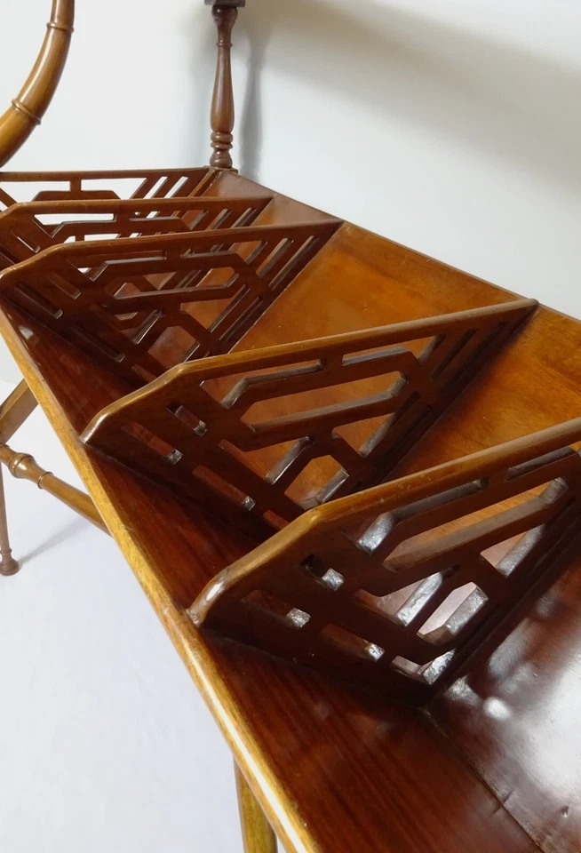 Antique Victorian Revival Aesthetic Movement Style Mahogany Bookstand Trough - Image 3 of 4