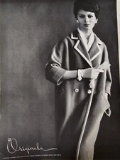 1960 Women's Originala Stroock fabric coat gloves vintage fashion ad 