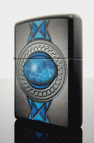 Zippo Feuerzeug Black Zippo Blauer Aufdruck mit Muster Zippo Sturmfeuerzeug - Bild 1 von 5