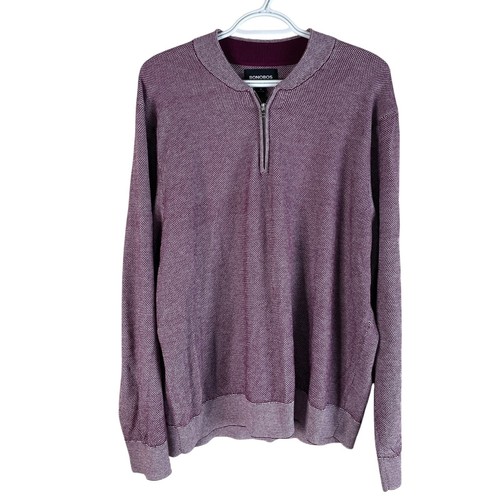 Bonobos Mens 1/4 Zip Sweater XL Purple Cotton Polyester Blend Stretch Pullover