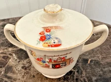 HOMER LAUGHLIN VIRGINIA ROSE SUGAR BOWL W/ LID VINTAGE ANTIQUE COLONIAL KITCHEN