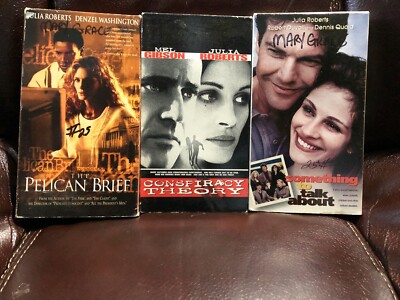 (3) Julia Roberts vhs Movies Conspiracy Theory, Pelican Brief, Something to  Tal
