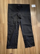 Unisex Black Polyester Drawstring Medical Workwear Scrub Pant Uniform, Medium