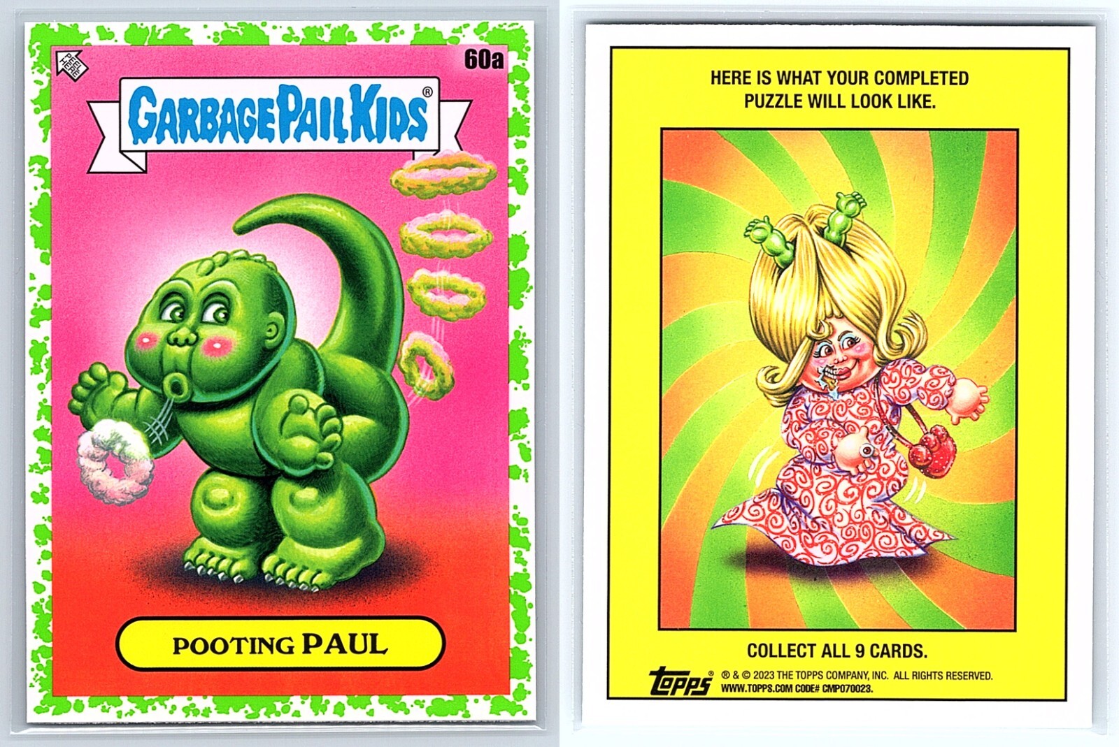 Godzilla vs Lizard Dinosaur Garbage Pail Kids GPK Spoof Green SP Card Paul