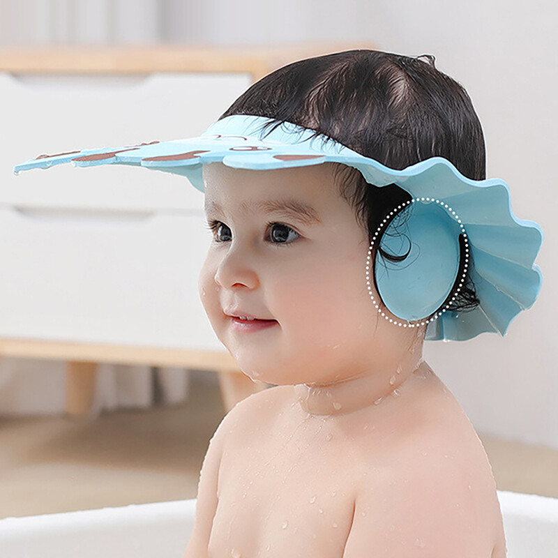 1PC Cute Baby Bath Shower Cap Kids Ear Protection Shampoo Cap Head
