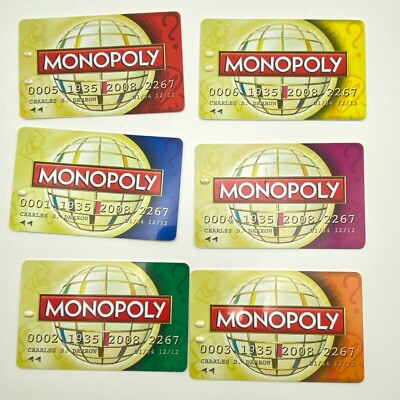 Monopoly Here & Now The World Edition 6 Bank Cards 2008 Replacement Pieces Parts