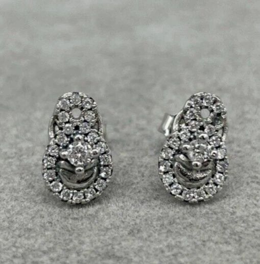 ORECCHINI COCCINELLE ARGENTO 925 RAGAZZA DONNA A BOTTONE CON PUNTILUCE BRILLANTI - Immagine 4 di 4