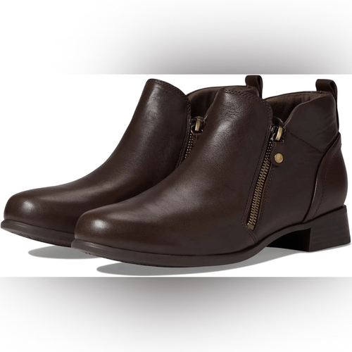 MUNRO Neko Boots Booties Chocolate Tumbled Leather Double Side Zip Size 8.5 - Picture 2 of 14