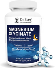 Dr. Berg Magnesium Glycinate with Vitamin D, B6  Zinc for Stress Relief, Calm,