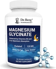 Dr. Berg Magnesium Glycinate with Vitamin D, B6 & Zinc for Stress Relief, Calm,