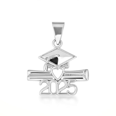 .925 Sterling Silver Class Of 2025-2026 Diploma Graduation Cap Pendant Necklace
