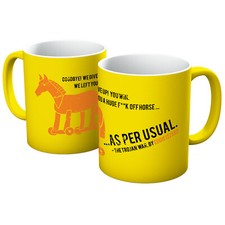 HORSE UNOFFICIAL EDDIE IZZARD TROJAN COMEDIAN JOKE MUG IN VARIOUS COLOURS