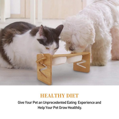 Adjustable Height Double Bowls Dog Cat Feeder Elevated Raised Stand Feeding Food - Picture 13 of 18