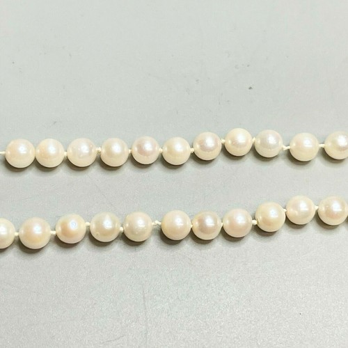Vintage 14k White Gold 6mm Pearl Beaded Strand 16" Necklace - Picture 2 of 6