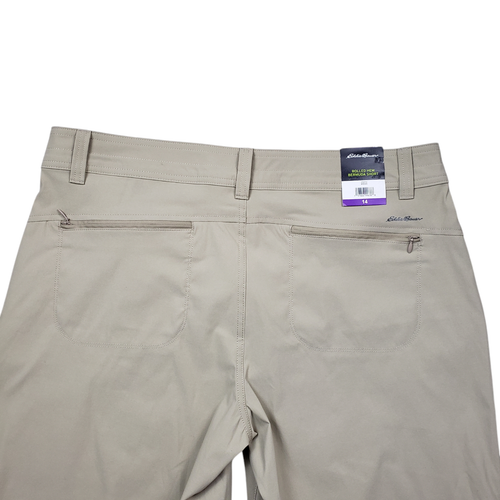 NWT Eddie Bauer Rolled Hem Bermuda Shorts Womens 14 Khaki UPF 50 Stretch Nylon - Picture 8 of 11
