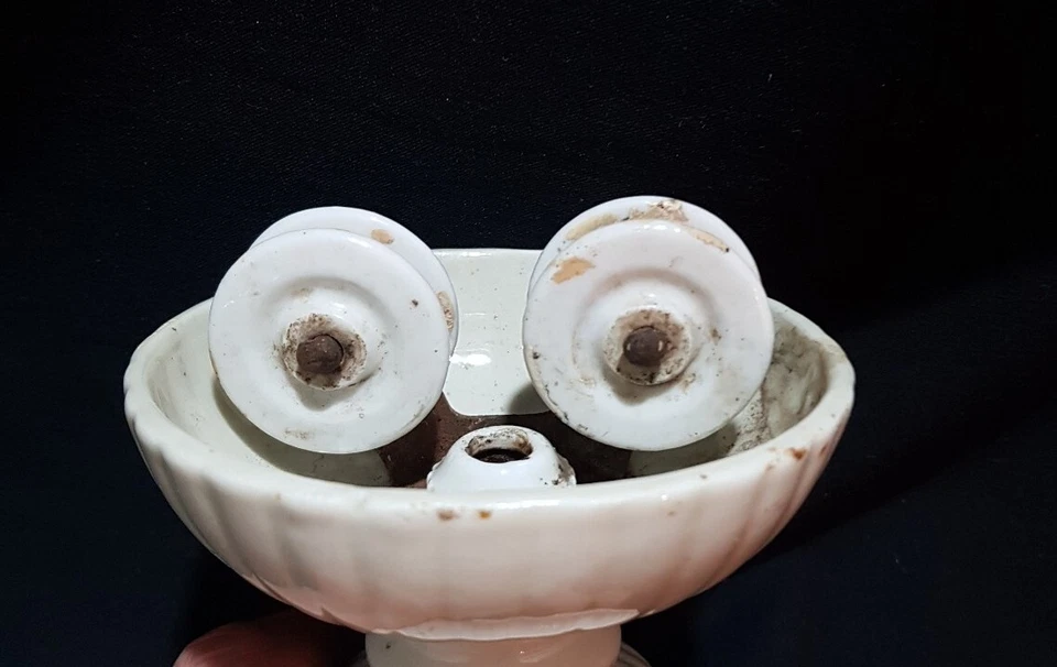 ANCIENNE POULIE CONTREPOIDS  PORCELAINE  ABAT JOUR / LAMPE MONTE BAISSE  - Photo 4/4