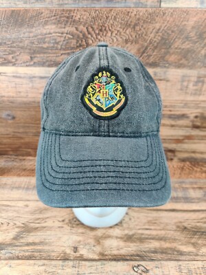 Harry Potter Hogwarts School Crest Adjustable Adult OSFM Gray Adjustable Hat Cap