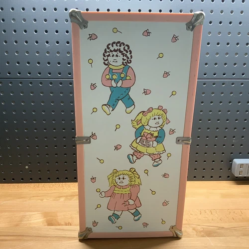 Vtg Cabbage Patch Doll Wardrobe Trunk Carrying Case 18" White With Pink Trim