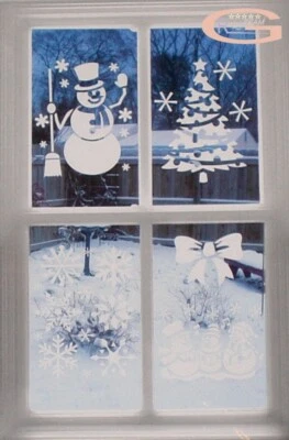 YLAB 4x Stencils for Windows -Merry Christmas Snowflakes Tree Snowman Xmas Decoration