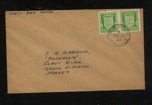 Great Britain Jersey N1 pair on first day cover EX1117