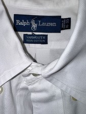 Ralph Lauren Yarmouth Dress Shirt Mens 16-33 Button Front Cotton White Pony