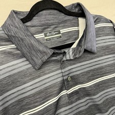 Ben Hogan Men  s Shirt Size 2XL Performance Polo Gray Striped Golf Short Sleeve