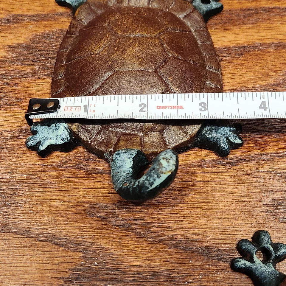 Лот из 3 чугунных настенных крючков черепаха полотенце вешалка пальто шляпа ключ ванная комната - Изображение 3 из 4