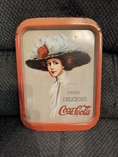 VINTAGE COCA-COLA METAL TRAY BY HAMILTON KING 1909 GIRL IN LARGE HAT RED ROSE