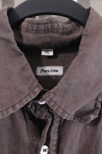 Puro Lino Button Up Shirt Mens XL Brown 100% Linen Pockets Casual Preppy Men - Picture 4 of 11