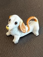 Vintage White Porcelain/Bone China/Ceramic Dachshund, Collectible Miniature  VGC