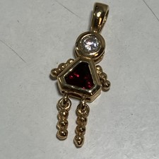 Gold Plated Sterling Silver 925 Charm Birthstone Baby Girl Red Glass July 1.25  