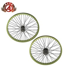 ALTA 20” ALLOY Front/Rear Bicycle Wheel 48 Spoke, 14G GREEN 34mm DOUBLE Wall Rim