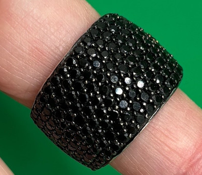 Gem Treasures Sterling Silver Pave Black Spinel Dome Ring - SHOPNBC  Size 8