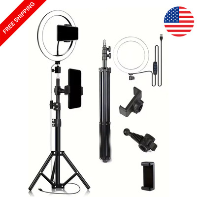 110 cm Tripod Stand with 10'' Ring Light, O-Clamp & Selfie Remote for Live Stream