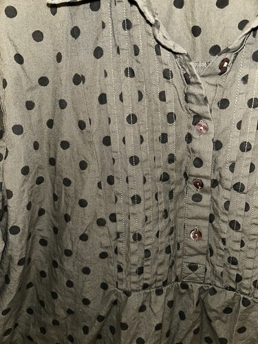 Sundance Women's Top Lively Days Tunic Shirt Polka Dot Olive Popover Size Medium - Picture 4 of 5