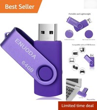 Purple 64GB USB 2.0 Flash Drive – Lightweight Thumb Drive for Quick Transfers