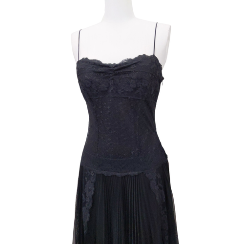 BETSEY JOHNSON Vintage 90s Y2K Black Lace Midi Dress 6 - Picture 3 of 17