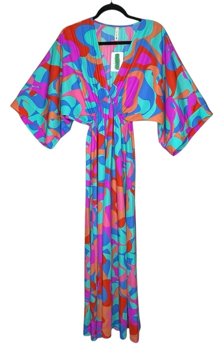 blue kimono maxi dress 100% Linen Loose Fit Kimono Maxi Dress MADDIE, Powder Blue / S