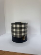Hat/Wig Box Black And White Plaid With Gold Metal Closures